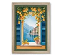 Lemon Window to Alpine Castle Romantic Framed Wall Art Print A3 (42×29.7cm) Oak, Wall Decor for Living Room, Bedroom, Office & Home, Ready to Hang, Art Gift