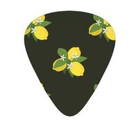 Lemon With Branch And Lilies Bouquet Black,12 Pcs Guitar Pick,3 Different Thickness Plectrums for Acoustic Guitar Bass Ukulele (0.46mm 0.96mm 0.71mm)