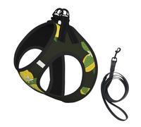 Lemon With Branch And Lilies Bouquet Black,Pet Harness,Adjustable Reflective Dog Harness,Pet Leash Vest,M