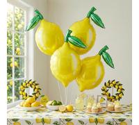 Lemon with leaves Balloons Summer Fruit Foil Balloons for Summer Vacation Beach Pool Party main squeeze Bridal Shower Sweet Baby shower Lemonade Party Decorations lemonade stand supplies