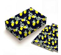 Lemon wrapping paper 2 flat sheets 120gsm thick kraft, midnight navy starry botanical lemon gift wrap for elegant adult birthday wedding, magical dark floral night sky art packaging