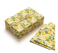 Lemon Wrapping Paper - 2 Sheets Italian Gift Wrap with Vintage Botanical & Floral Design - Limoncello Theme Aesthetic Wrapping Paper for Wedding, Bridal Shower, Birthday & Mother's Day