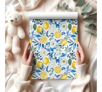 Lemon Wrapping Paper - Fresh Fruit Gift Wrap Lemons, Blueberries Florals Birthdays, Summer Parties, Weddings Kitchens - Bright - W84 (3 x 1 Meter Rolls - 58cm x 100cm/ 22.8" x 39.3")