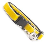 Lemon Yellow Large Velvet Cat Collar | Large Breed Cat Collar| Removable Bell | UK Made Cat Collar | Safety Release Buckle | Ragdoll | Maine Coon
