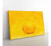 Lemon Yellow Painting Modern Art Canvas Wall Art Print Ready to Hang, Framed Picture for Living Room Bedroom Home Office Décor, 50x35 cm (20x14 Inch)