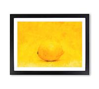 Lemon Yellow Painting Modern Art Framed Wall Art Print, Ready to Hang Picture for Living Room Bedroom Home Office Décor, Black A3 (46 x 34 cm)
