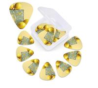 Lemon Yellow Print Guitar Picks 12 Pack with Custom Organizer Storage Box Guitar Accessories Ukulele for Acoustic Guitar Bass Valentine's Day Gift