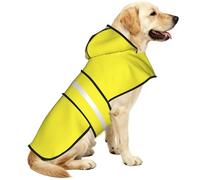 Lemon Yellow Waterproof Dog Raincoat And Rain Jacket With Hood, Reflective Strips And Adjustable Belly Strap, Fits Small To Large Dogs