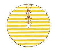 Lemon Zest Yellow Stripes Pattern Print Christmas Tree Skirt Festive Decoration For The Perfect Holiday Ambience