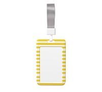 Lemon Zest Yellow Stripes Pattern Print Id Card Holder,Badge Holder with Lanyard,Work Pass Protector for Office Staff School Nurse