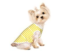 Lemon Zest Yellow Stripes Pattern Print Pet Sleeveless T-Shirt Lightweight Soft Vest Apparel Wear Indoor Outdoor Tank Top
