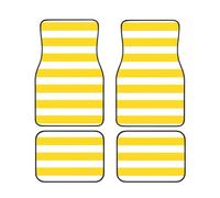 Lemon Zest Yellow Stripes Pattern Print Vehicle Foot Mat Set 4 Pieces Floor Mats Waterproof Anti-Slip Cars Trucks SUV Vans