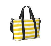 Lemon Zest Yellow Stripes Pattern Print Women Men Travel Hand Bag Lightweight for Carry On Weekend Trip Gym Tote Bags