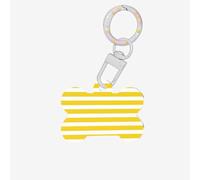 Lemon Zest Yellow Stripes Pattern Printing Cute Acrylic Dogs Tag Double Side Bone Shap Id Tags with Keychain for Pet Crafts Decorations