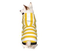 Lemon Zest Yellow Stripes Pattern Small Dog Hoodie Cute Printed Pet Sweater with Hood for Small Breed Dogs, Lightweight Comfortable