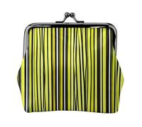 Lemon Zest Yellow Stripes Pattern small wallets woman,wallets for women,coin purse for women,small womens wallet,with zipper and kiss lock, Black, One Size, Art Deco
