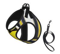 Lemon Zest Yellow Stripes Printing Dog Summer Harness With Leash Set,Adjustable And Reflective Step-In Puppy Pet Vest Harnesses