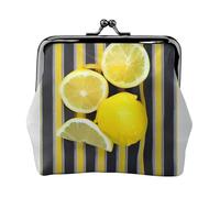 Lemon Zest Yellow Stripes small wallets woman,wallets for women,coin purse for women,small womens wallet,with zipper and kiss lock, Black, One Size, Art Deco