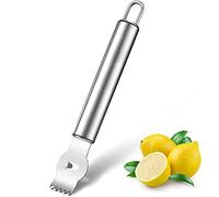 Lemon Zester Peeler, Professional Lemon Zester with Canelle Knife Stainless Steel Lemon Slice for Gin Cocktails, Lime Oranges, Kitchen Tool (Stainless Steel Handle, 6.5 Inch)