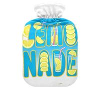 Lemonade Summer Drink Cute Hot Water Bottle with Soft Cover, 2L Water Bottle Bag for Neck Shoulder Warmer