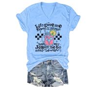 Lemonade V-Neck T-Shirt Life Gave Me Some Lemons But My Jesus He Be Makin' Lemonade Shirt