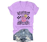 Lemonade V-Neck T-Shirt Life Gave Me Some Lemons But My Jesus He Be Makin' Lemonade Shirt