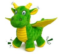 LemonDragon Plush Squeaky Dog Toy: Cute 9" Dragon Stuffed Dog Toy with 5 Squeakers & Crinkle Ears for Small and Medium Dogs Soft Puppy Toy for Teething Tug Fetch Boredom & Indoor Play
