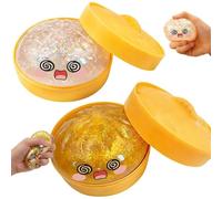 Lemoneon Glitter Dumpling Squishy Mystery Box 2 Pcs - 2026 Upgraded Dumplings Squishes for Adults Teens Squeeze Easter Basket Stuffers & Stocking Stuff Shocked Confused White and Gold