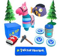 Lemoneon Video Game Cake Toppers Upgraded Designs V3 Bigger Size Non-Edible Battle Royale Llama Decoration for Birthday Party Cake Decor 12Pcs/Set