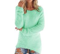 LemonGirl Women's Fashionable Long Sleeve Pullovers Loose Fluffy Fuzzy Jumper Sweater Green