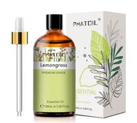 Lemongrass Essential Oil 100ML, PHATOIL Natural and Pure Lemongrass Oils with Glass Dropper for Home Aromatherapy, Skin Hair Care, Diffuser, DIY Soap Candle Making