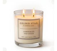 Lemongrass & Ginger 2 Wick Scented Candle - Gilded Stag Candle Co.