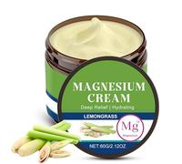 Lemongrass Magnesium Cream - Natural Muscle Relaxant & Sleep Support with Pure Magnesium Chloride - Magnesium Body Butter for Cramps, Stress, Aches & Restless Legs - Magnesium Body Cream for Soothing
