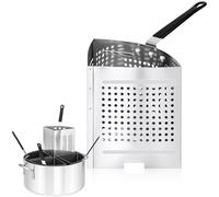 LemonRoad 1 Pack 5 Qt Stainless Steel Pasta Strainer Baskets Inserts Quarter Strainer Basket Skimmer with PVC Handles for 20 Qt. Pasta Cooker Pot for Boiling Noodle Blanching Vegetables Seafood