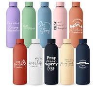 LemonRoad 10 Pcs Christian Stainless Steel Water Bottles 17oz Bible Verse Tumbler Double Wall Insulated Cups Thank You Gifts for Women Christmas Easter Religious Church (Multicolor,Classic)
