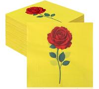 LemonRoad 100 Pcs Beauty Princess Party Cocktail Napkins 6.5" Paper Napkins Tableware Disposable Guest Hand Towels for Girls Rose Birthday Party Favor Decorations