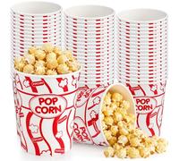 LemonRoad 100 Pieces Popcorn Buckets, 32 oz Grease-proof Kraft Popcorn Cups, Disposable Potato Chips Container Tubs Bulk for Movie Night, Theater, Home, Party, Carnival, Camping