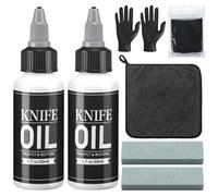 LemonRoad 108 Pcs Knife Oil Rust Eraser Kit Includes Rust Remover Sword Maintenance Oil Microfiber Cloth Black Gloves Cotton Swabs for Carbon Steel Blade, Cleaning, Protection and Lubricant Care Set