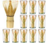 LemonRoad 12 Pcs Matcha Whisk Bulk 120 Prong Bamboo Whisk for Matcha Powder Traditional Japanese Chasen Handcrafted Organic Bamboo Stirrer Mixer Brush Authentic Ceremonial Tea Preparation Starter