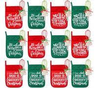 LemonRoad 12 Sets Christmas Baking Gift Set Christmas Silicone Whisks Oven Mitt Pot Holder Greeting Cards Ribbon Bags for Xmas Kitchen Utensils Cooking Supplies Neighbor Gift (Classic,Red, Green)