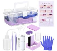 LemonRoad 15 Pcs Snow Globe DIY Tumbler Tool Kit Include Storage Box, Plastic Squeeze Bottle, Funnel Tweezer Silicone Cup Cradle Measuring Cup Flashlight Buffer for Beginner Making Supplies(Purple)