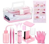 LemonRoad 15 Pcs Snow Globe DIY Tumbler Tool Kit Include Storage Box, Plastic Squeeze Bottle, Funnel Tweezer Silicone Cup Cradle Measuring Cup Flashlight Buffer for Beginner Making Supplies (Pink)