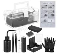 LemonRoad 15 Pcs Snow Globe DIY Tumbler Tool Kit Include Storage Box Squeeze Bottle Funnel Silicone Cup Cradle Measuring Cup Flashlight for Beginner Making Supplies Thanksgiving Day Gifts (Black)