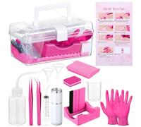 LemonRoad 15 Pcs Snow Globe DIY Tumbler Tool Kit Include Storage Box Squeeze Bottle Funnel Silicone Cup Cradle Measuring Cup Flashlight for Beginner Making Supplies Thanksgiving Day Gifts (Hot Pink)