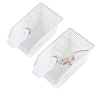 LemonRoad 2 Pack Small Lab Mouse Rat Breeding Cage 11.8"x7"x5.8" with 250ml Water Drinking Bottle for Small Lab Animals