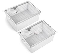 LemonRoad 2 Pack Small Lab Mouse Rat Breeding Cage 19"x14"x8.5" with 500ml Water Drinking Bottle for Small Lab Animals