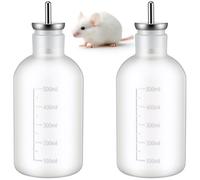 LemonRoad 2 Pcs 500ml/ 16.9 oz Lab Mouse Rat Rodents Water Drinking Bottle Chew-Proof Water Bottles with Stainless Steel Sipper Tube for Lab and Breeding Cages