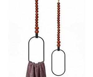 LemonRoad 2 Pcs Boho Towel Ring Holder Rustic Wooden Bead Hand Towel Holder | 22 Inch Wall Mounted Bathroom Accessories, Farmhouse Decor for Bathroom