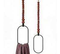 LemonRoad 2 Pcs Boho Towel Ring Holder Rustic Wooden Bead Hand Towel Holder Wall Mounted Bathroom Accessories Farmhouse Decor for Bathroom Wall 22 Inch