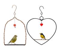 LemonRoad 2 Pcs Hummingbird Swing, Metal Frames Birdie Swing with Red Decor Copper Hummingbird Perch with Iron S Hooks for Hanging Indoor Outdoor Trunk Lawn Patio Garden